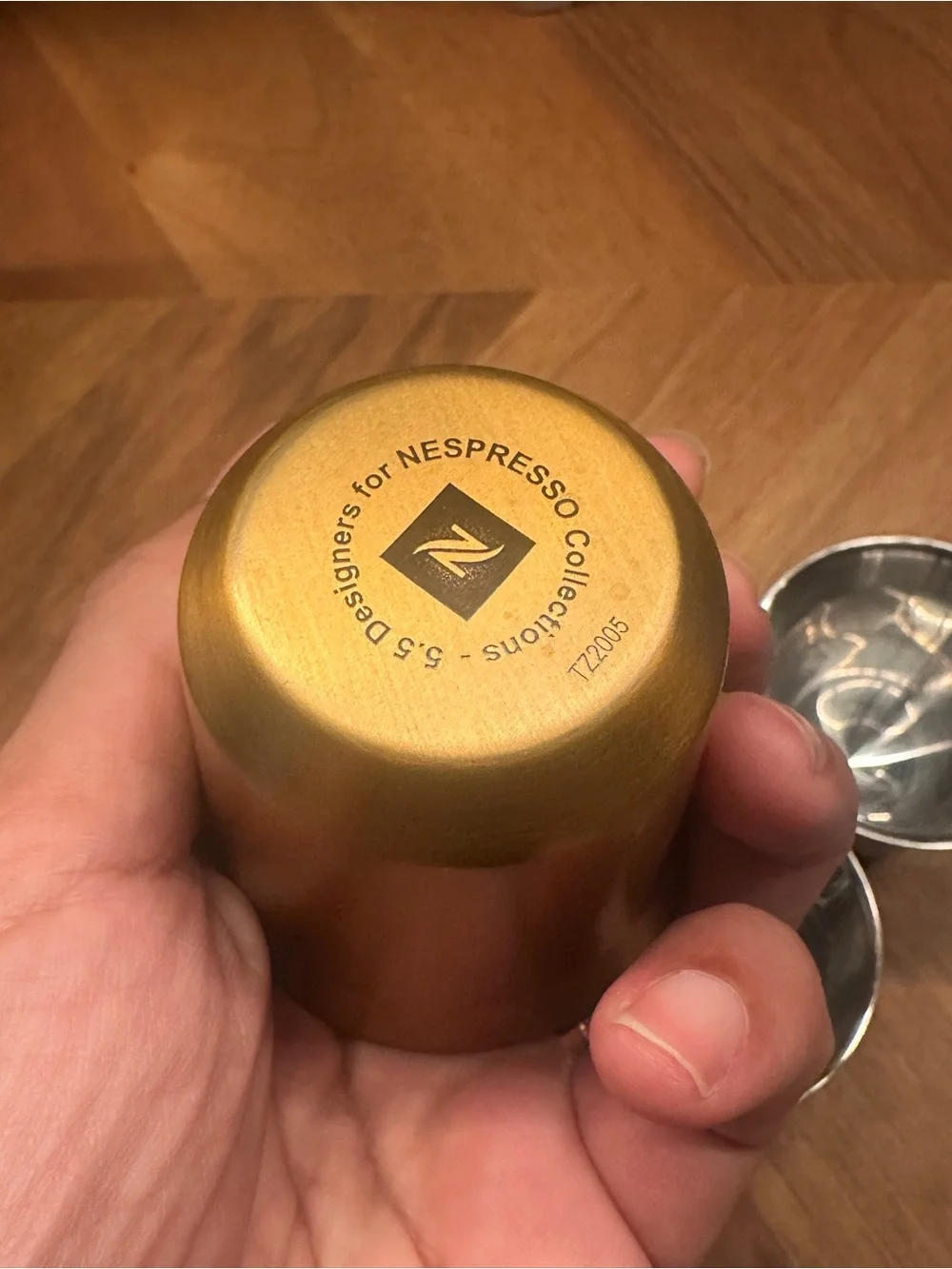 Nespresso Metallic Red, Gold, and Black Espresso Cups - Set of Four (4)